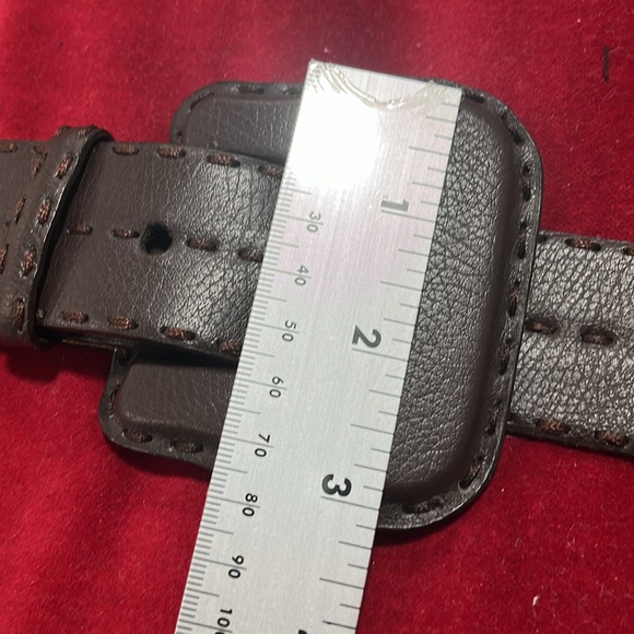 TAHARI WOMENS WIDE LEATHER BELT dark brown Gold hardware 42.5 in main image 6